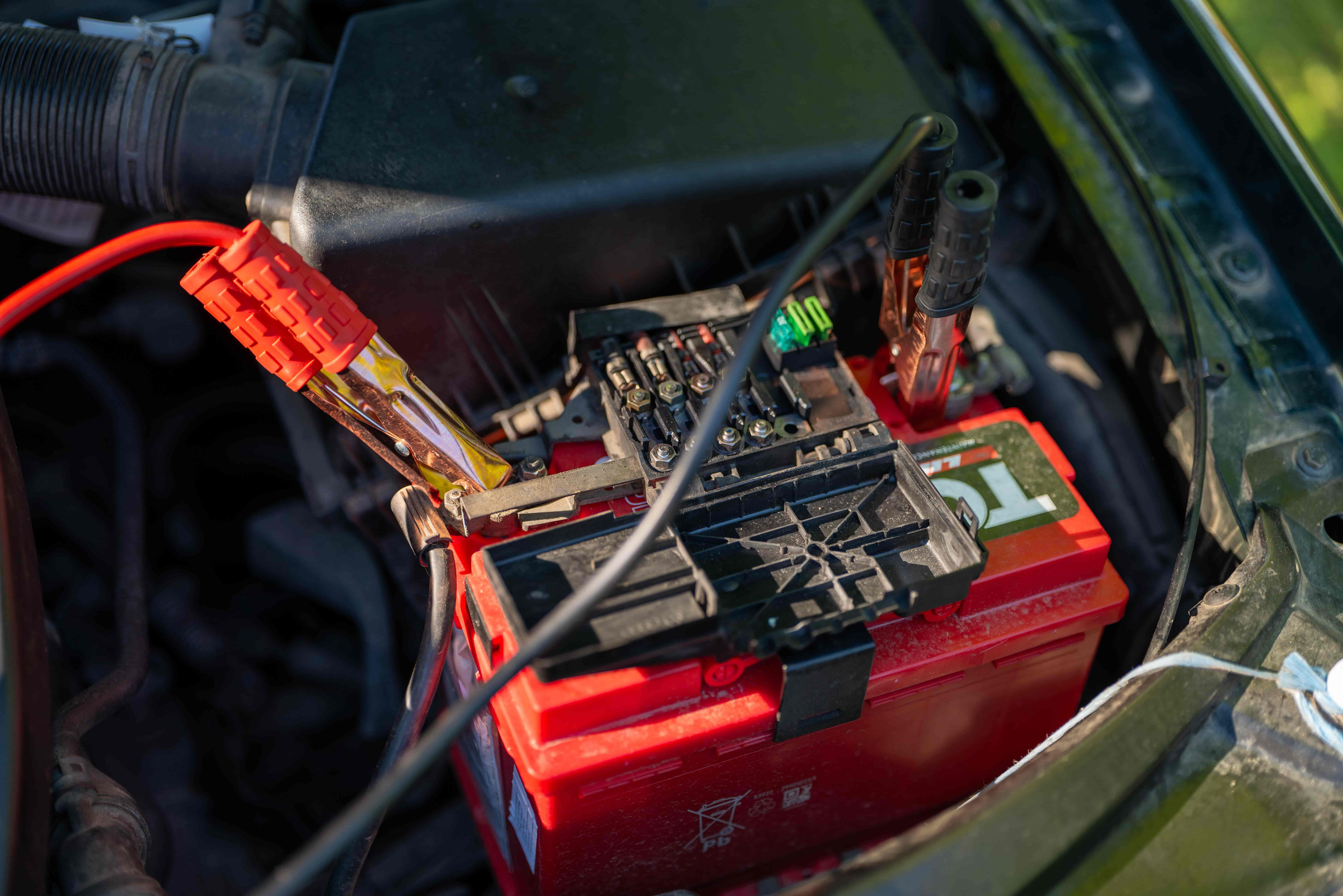 Jumper cables and battery testing on a car that will not start